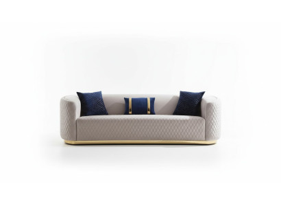 Beiger Dreisitzer Edelstahlmöbel Luxus Couche Sofas Design Wohnzimmermöbel