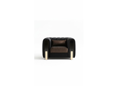 Schwarzer Sessel Ohrensessel Luxus Design Wohnzimmer Einsitzer Modern