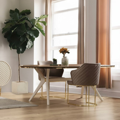 Essgruppe Esszimmer Luxus Essecke Esstisch Tisch Stühle Braun Set 7tlg