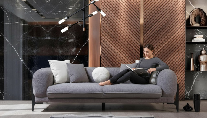 Wohnzimmermöbel Luxus Dreisitzer Sofa Stoffmöbel Moderne Couchen Edelstahl