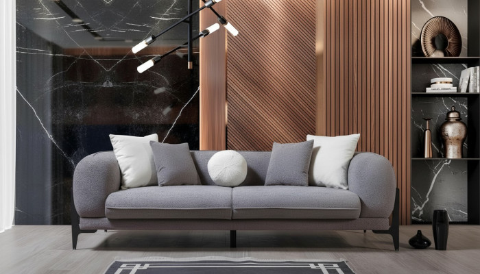 Wohnzimmermöbel Luxus Dreisitzer Sofa Stoffmöbel Moderne Couchen Edelstahl