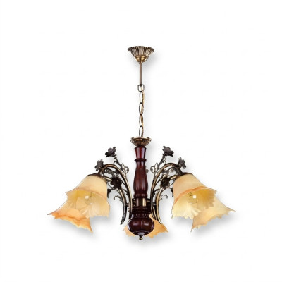 Deckenlampe Blumen Deckenleuchter Lüster Kronleuchter Lampe Glas Beige
