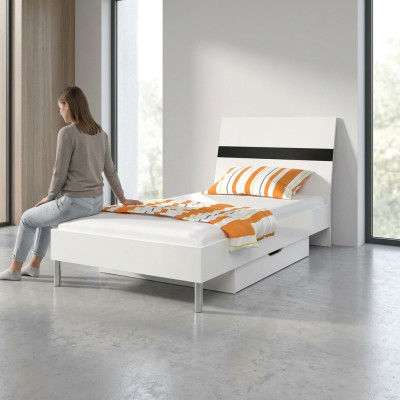 Betten Holz Design Einzelbett Hochglanz Single Kinderzimmer Bett Junge Schwarz