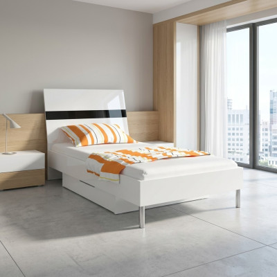 Betten Holz Design Einzelbett Hochglanz Single Kinderzimmer Bett Junge Schwarz