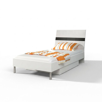 Betten Holz Design Einzelbett Hochglanz Single Kinderzimmer Bett Junge Schwarz