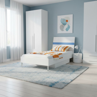 Betten Blaues Holz Design Einzelbett Hochglanz Single Kinderzimmer Bett Mädchen