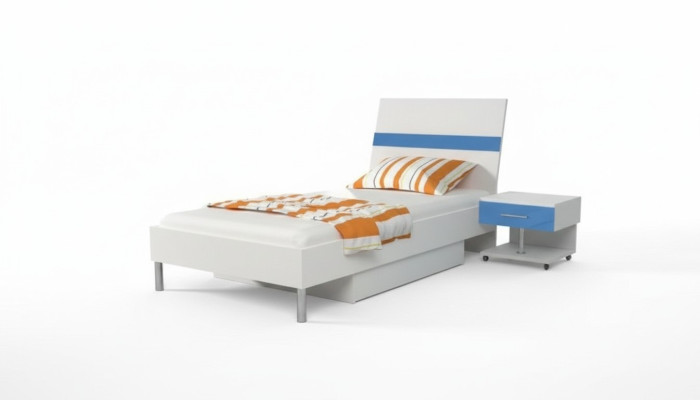 Bett + Nachttisch Schlafzimmer Jugendzimmer Kinderzimmer Set Möbel 2tlg. Blau