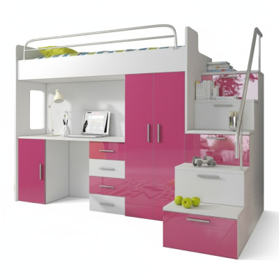 Doppelstockbett Etagenbett Bett Kinderbett Jugendbett Hochbett Rosa Kinderzimmer