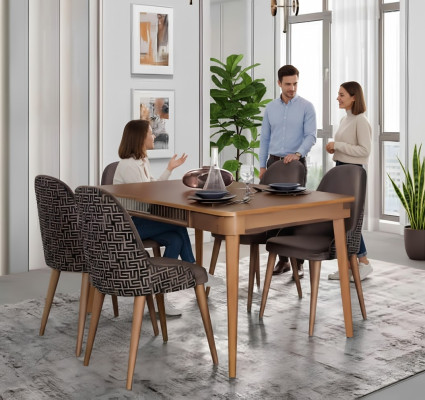 Tisch Design Stühle 5tlg Esszimmer Holz Tische Essgruppe Set Stuhl Gruppe Neu