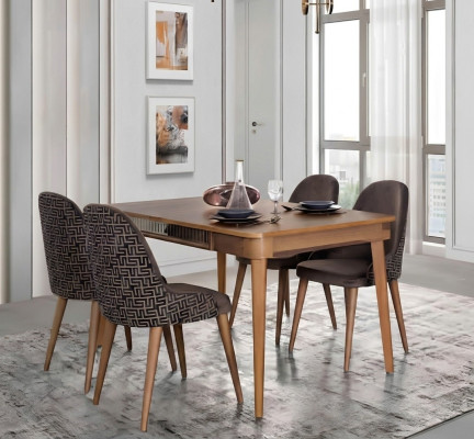 Tisch Design Stühle 5tlg Esszimmer Holz Tische Essgruppe Set Stuhl Gruppe Neu