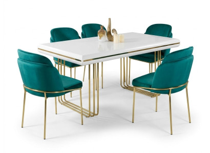 Luxus Esstisch Tisch Esszimmer Tische Metall Design Küchentisch Weiß Gold Holz