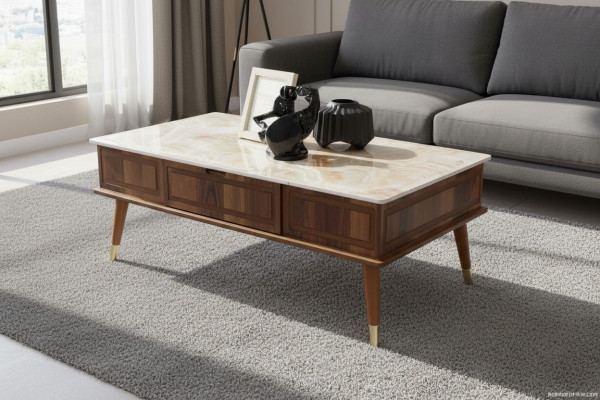 Design Couchtisch Wohnzimmer Steinoptik Tisch Beistelltisch Tische 160x68cm 