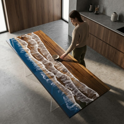 Modern Esstisch Epoxy Möbel Designer Tisch Epoxidharz Tische 121x51cm