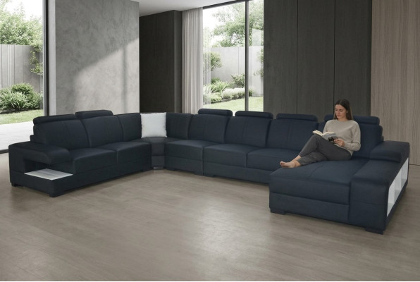 Ecksofa Design Eckgarnitur Eckcouch Sofa Couch Polster Wohnlandschaft LED USB