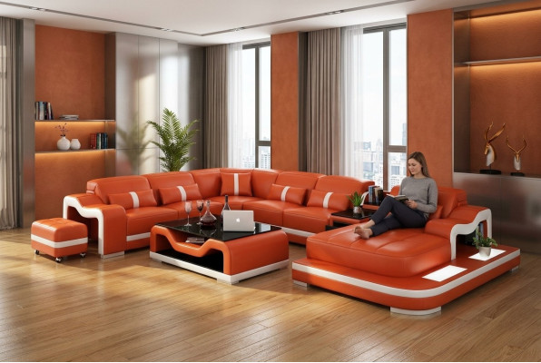 XXL Wohnlandschaft Ecksofa Polster Eckgarnitur Eckcouch Sofa Polster Sitz Ecke