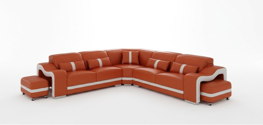 Desing Ecksofa Sofa Couch Leder Eck L Form Wohnlandschaft Polster Eckgarnitur