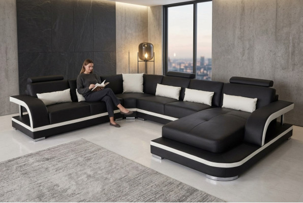 Moderne Sofa Couchgarnitur Ecke Sitzecke Leder Couch Polster Wohnlandschaft USB