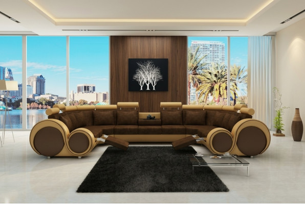 Stoff Textil Couch Textilsofa mit USB Ecksofa Couch Wohnlandschaft XXL Relax Neu