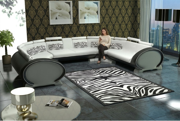 U förmige Couch Sitzpolster Ecke Leder Ecksofa Moderne Designer Couchen + USB