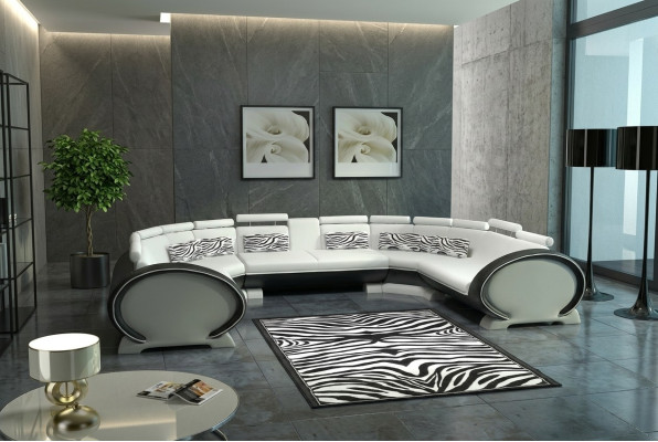 U förmige Couch Sitzpolster Ecke Leder Ecksofa Moderne Designer Couchen + USB