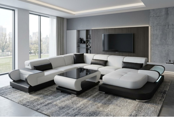 Moderne Wohnzimmer Couch Weich gepolsterte Eckgarnutitur Maßfertigung sofa + USB