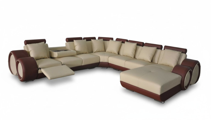 Sofa Ledersofa Ecksofa Wohnlandschaft Couch Polster Sitzecke Eckgarnitur +USB