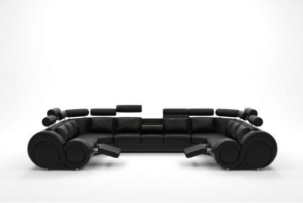 Designer Wohnlandschaft Eckcouch mit USB Couch Sofa Polster Ledersofa Sofas New
