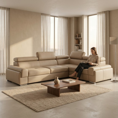 Design Ecksofa Couch Leder Textil Polster Multifunktion Sofas Wohnlandschaft Neu