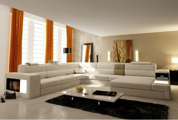 Couchgarnitur Ecke Sitzecke Leder Modernes Sofa Couch Polster Wohnlandschaft USB