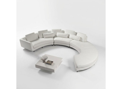 Rundsofa mit USB Runde Couch Wohnlandschaft Ecksofa Sofa Eck Polster Garnitur