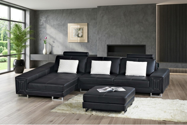 Wohnlandschaft Designer Sofa Couch Polster Leder Sofas Eck Ecke Sitz LForm Genov