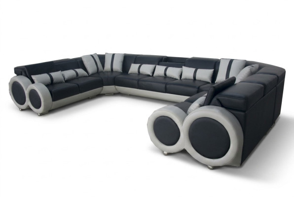 Design Wohnlandschaft Leder Sofa Couch Polster Eckgarnitur Moderne Sitz Ecke USB