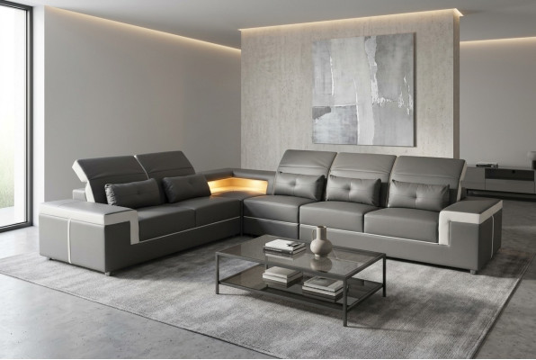 Sofa Eckcouch Polster Wohnzimmer design Ecksofa LForm Wohnlandschaft USB + LED