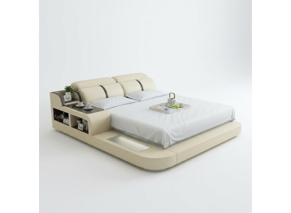 Wasserbett Hotel Doppelbett Betten Komplett Lederbett Wasser + USB Polsterbett