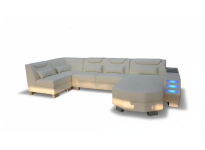 Designer Sofa mit USB Eck Leder Ecke Sofa Polster Zimmer Leder Sitz Polster Neu