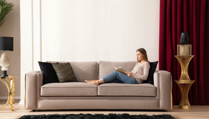 Sofa 3 Sitzer Textil Sofas Couch Polster Möbel Luxus Moderner Dreisitzer Neu
