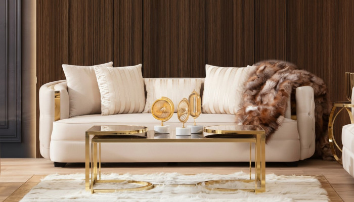 Sofa 3 Sitzer Möbel Stoff Dreisitzer Sofas Luxus Design Wohnzimmer Modern Stil