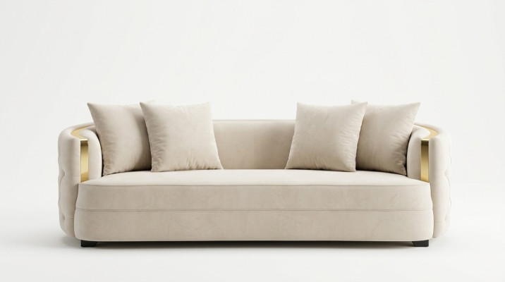 Sofa 3 Sitzer Möbel Stoff Dreisitzer Sofas Luxus Design Wohnzimmer Modern Stil