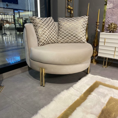 Sessel Sitz Sitzer Design Wohnzimmer Polster Holz Polster Moderne Luxus Beige