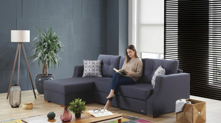 Sofa Designer Sofa mit Bettfunktion Bettkasten Schlafsofa Ecksofa Couch L-Form