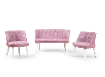 Küchen Sitzgarnitur Bank Sessel Rosa Chesterfield Garnitur Sitzmöbel Stoff