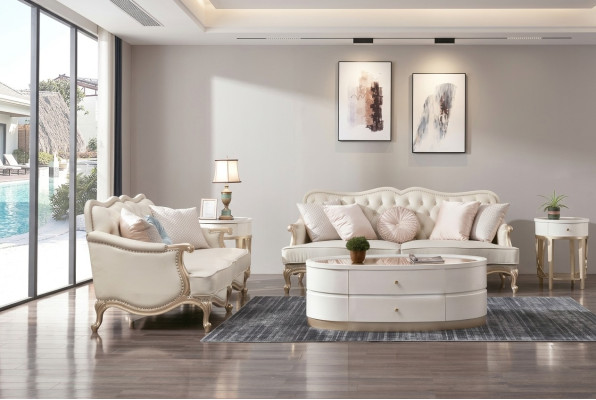 Klassische Chesterfield Couch 3+2 Sitzer Sofa Couchen Möbel Beige