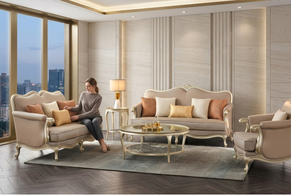 Luxus Couchtisch Runder Tisch Hotel Möbel Einrichtung Tische Gold