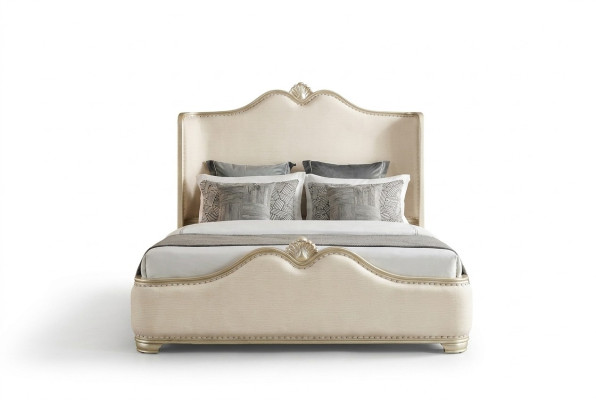 Bett 2x Nachttische 3 tlg. Schlafzimmer Beige Designer Luxus Möbel Betten Holz