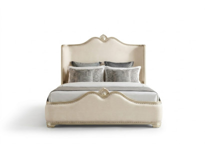 Bett 2x Nachttische 3 tlg. Schlafzimmer Beige Designer Luxus Möbel Betten Holz