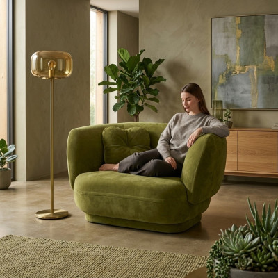 Sessel Sitz Grün Prianera Design Wohnzimmer Polster Einsitzer Möbel Luxus Stil