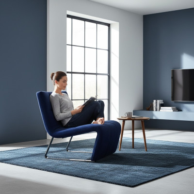 Sessel ohne Armlehne Luxus Polster Design Möbel Italienischer Stil Textil Blau
