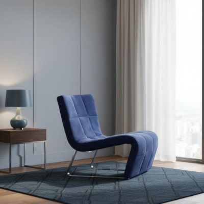 Sessel ohne Armlehne Luxus Polster Design Möbel Italienischer Stil Textil Blau