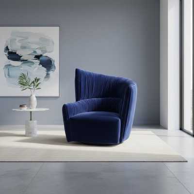 Sessel Luxus Design Möbel Blau Modern Stil Design Textil Wohnzimmer Lounge Neu