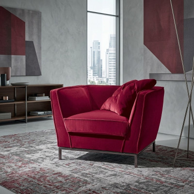Luxus Einsitzer Sessel Rot Polster Relax Design Italienische Möbel Prianera Neu